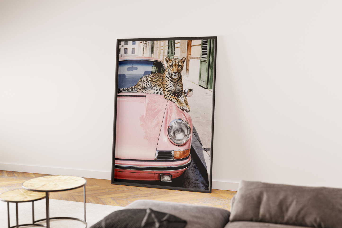 Leopard on the Porsche
